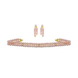 Sri Jagdamba Pearls Golden Necklace & Earring Set-image-102