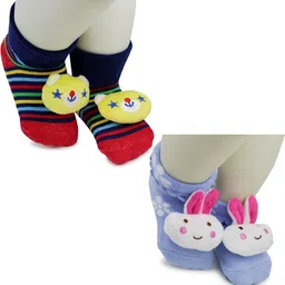 NESKA MODA Kids-Unisex Set Of 2 Ankle Length Cotton Socks-86