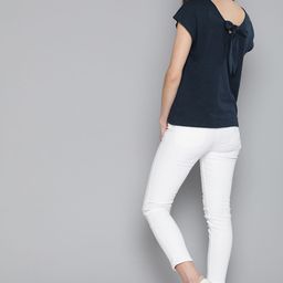 Mast & Harbour Navy Blue Pure Cotton Knitted Styled Back Top-picture-28