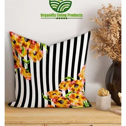 Organifly Living Products Black & White Striped Square Cushion Covers-picture-4