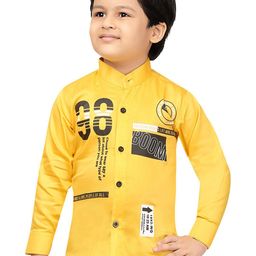 BAESD Boys Classic Fit Band Collar Typography Printed Cotton Casual Shirt-image-70