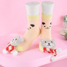 Yellow Bee Girls Patterned Non-Slip Ankle Length Socks-image-18
