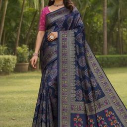 Moda Rapido Women Navy Blue Sarees-picture-28
