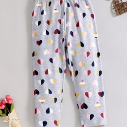 Kookie Kids Full Length Leggings Heart Print - Grey-image-0