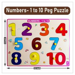 Wissen 1-10 Peg Board Puzzle With Counting Inside Tray Multicolour - 11 Pieces-28