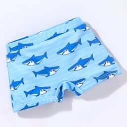Babyhug Short Length Swimming Trunk Sharks Print - Blue-image-69
