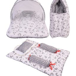 Toddylon Combo of Baby Bed with Net Carry Bag 4 Pcs Bedding Set- Grey-15