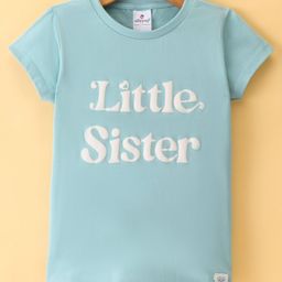 OLLYPOP Sinker Half Sleeves Text Print T-Shirt - Blue-image-29