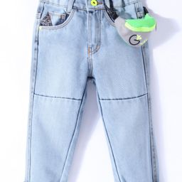 Little Kangaroos Denim Full Length Washed Jeans With Bag - Light Blue-picture-6