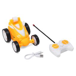 Kids Fun Toys Remote Control Stunt Car with  Rechargeable Battery and Charging Cable - Yellow-13