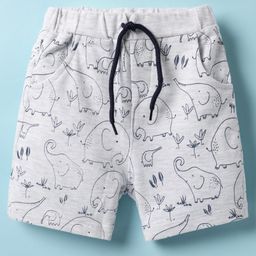Wonderchild Baby Elephants Printed Shorts - Light Grey-image-53