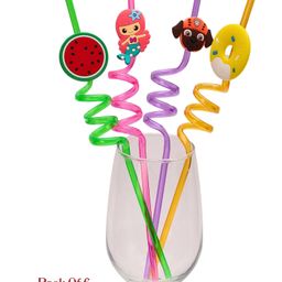 Luvlittle Set of 6 Reusable Cute Spiral Drinking Straws for Kids - Design May Vary-26