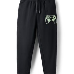Pine Kids Cotton Knit Full Length Lounge Pant With Game Print - Black-image-68