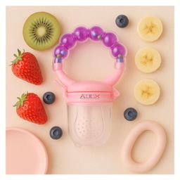 AEREX BPA Free Silicone Food Nibbler with Mesh Nipple for Fruit and Veggies with Rattle Handle for Baby (Purple)-13
