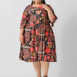 Shape of me by RustorangePlus Size Abstract Empire Midi Dress-image-33
