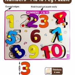 Wissen 1-10 Peg Board Puzzle With Counting Inside Tray Multicolour - 11 Pieces image 2