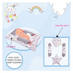 Toddylon Combo of Baby Bed with Net Carry Bag 4 Pcs Bedding Set- Grey image 2