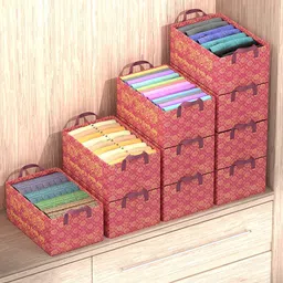 Kuber Industries Maroon 10 Pieces Printed Drawer Organisers-47