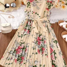 Billion Women Floral Print Flutter Sleeve Fit & Flare Midi Dress-18