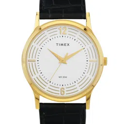 Timex Men Brass Dial & Leather Textured Straps Analogue Watch TW00ZR425-25