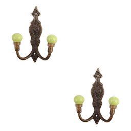 IndianShelf Green 2 Pieces Ceramic Crackle Cloth Hangers Key Holder-15
