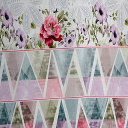 Steve & Anderson Mauve & White Geometric 180 TC King Bedsheet with 2 Pillow Covers image 3