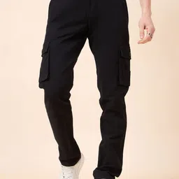 STUDIO NEXX Men Relaxed Straight Leg Loose Fit Cargos Trousers-image-61