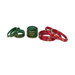 1ST TIME Set Of 12 Green Alloy Artificial Stones & Beads Antique Bangles-picture-23