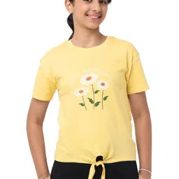 Nuego Girls Floral Printed Bio Finish T-shirt-image-98