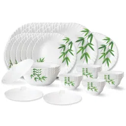 Larah by Borosil Leaves White Opalware 31 Pieces Dinner Set-image-25