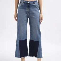 Iconic Blue Cotton Color-Block Regular Fit Mid Rise Jeans-picture-16