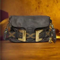 Art N Vintage Chin Black Leather Textured Small Sling Handbag-30
