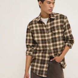 Nuon by Westside Brown Checkered Relaxed-Fit Cotton Shirt-image-69