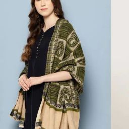 Aarika Green Wool Woven Design Shawl-picture-20