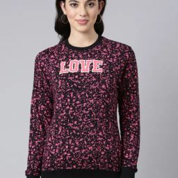Dixcy Scott Slimz Black & Pink Cotton Graphic Print Sweatshirt-image-47