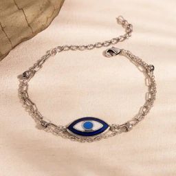 Voylla Silver Boho Tribe Evil Eye Oxidised Enamel Classic Bracelet-picture-2