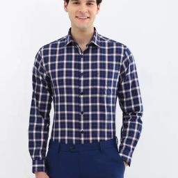 Allen Solly Navy Cotton Slim fit Checks Shirts-image-52