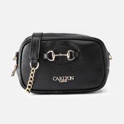 Carlton London Black MADELYN Textured Medium Cross Body Bag-image-71