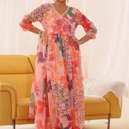 Sangria Ethnic Motifs Embroidered Anarkali Kurta With Trousers & Dupatta-29