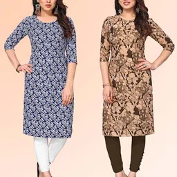 KETAKI FASHION Selection Of 2 Floral Printed Round Neck Straight Kurtis-picture-53