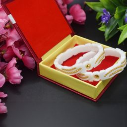 SATTIK Plastic Pack of 2 White Brass Gold-plated Shakha Pola-image-96