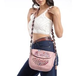 Art N Vintage Glory Rose Pink Leather Textured Medium Sling Handbag-39