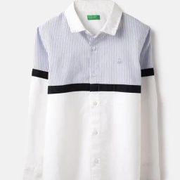 United Colors of Benetton Boys White Pure Cotton Striped Shirt-image-30