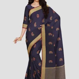 Mimosa Navy Woven Saree With Unstitched Blouse-image-49