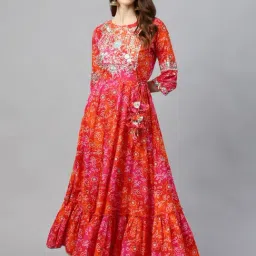 Ishin Red & Pink Embellished A Line Kurta-image-30