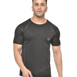 Chkokko Black Regular Fit Sports T-Shirt-image-67