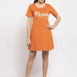 Secret Wish Orange Graphic Print Nightdress-image-97