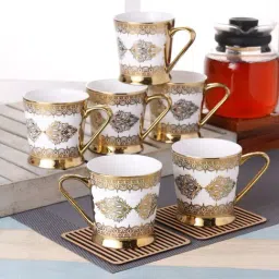 Clay Craft Multicolor Fine Ceramic Coffee Mug Set of 6 - 220 ml-image-72