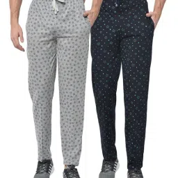 Vimal Jonney Grey & Navy Regular Fit Trackpants - Pack of 2-image-4