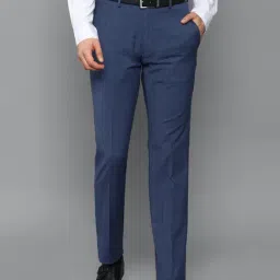 Louis Philippe Permapress Blue Regular Fit Flat Front Trousers-image-34